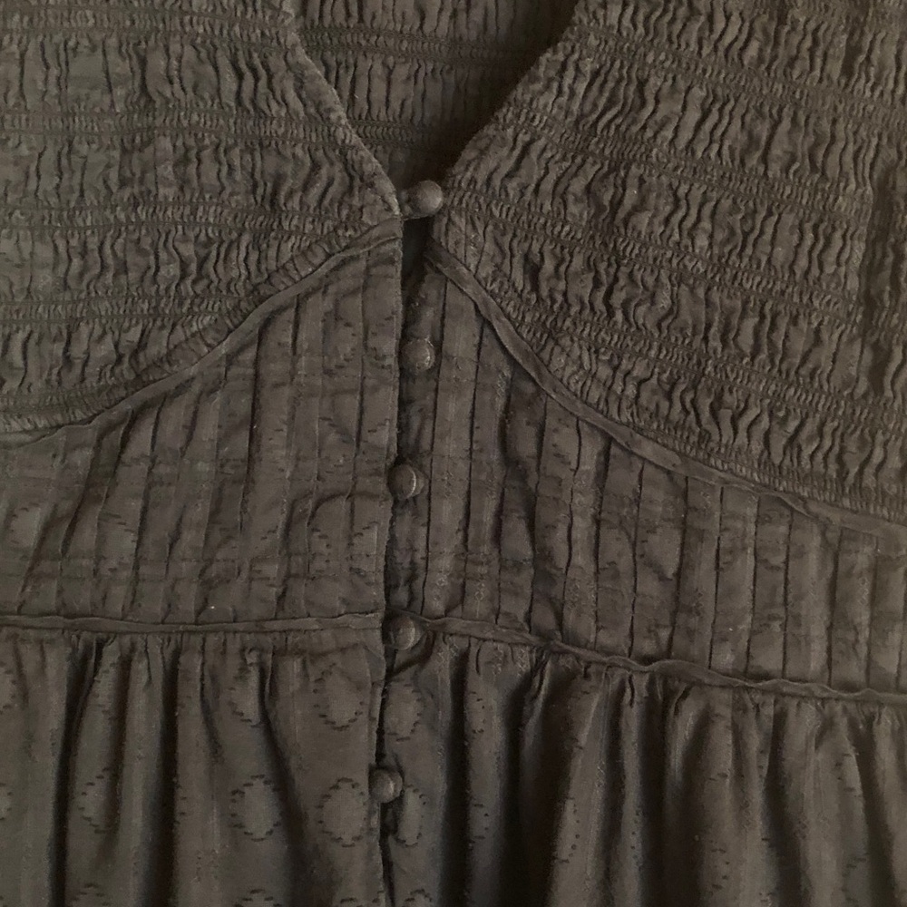 Anthropologie Cotton Black Ruffled Mini Dress